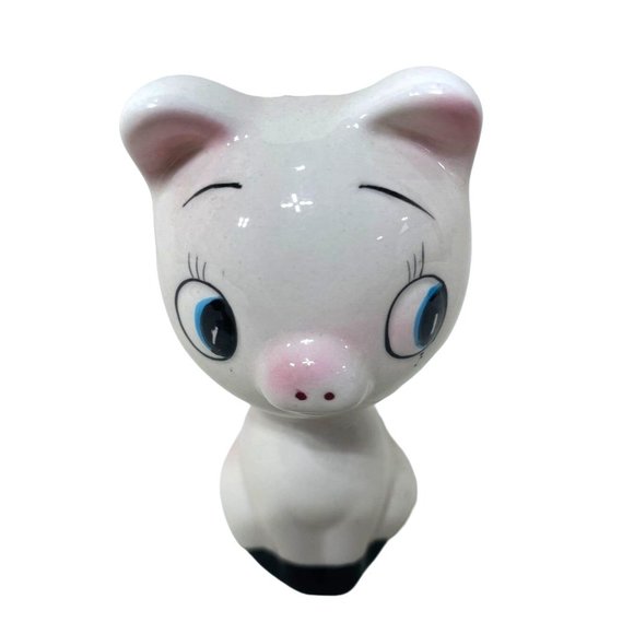 Vintage Orphan Piggy Salt Shaker 4" Porcelain Ceramic Bashful Cute - Picture 1 of 3